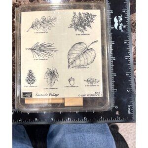 Vintage Stampin Up! Fantastic Foliage Wood Mounted Rubber Stamp Set NEW
